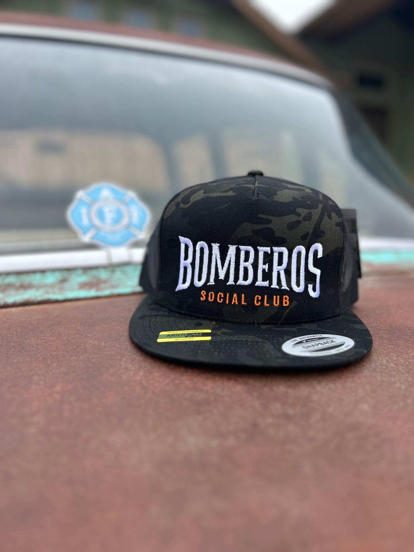 Black Camo w/ White & Orange