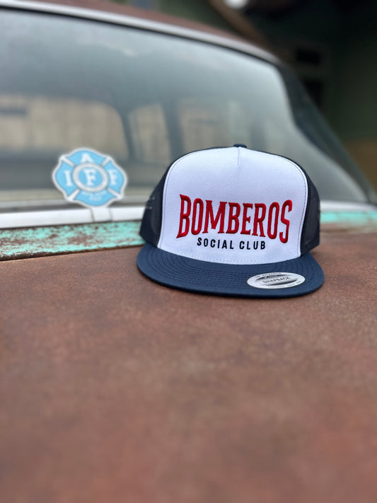 Navy & White w/ Red & Black Lettering