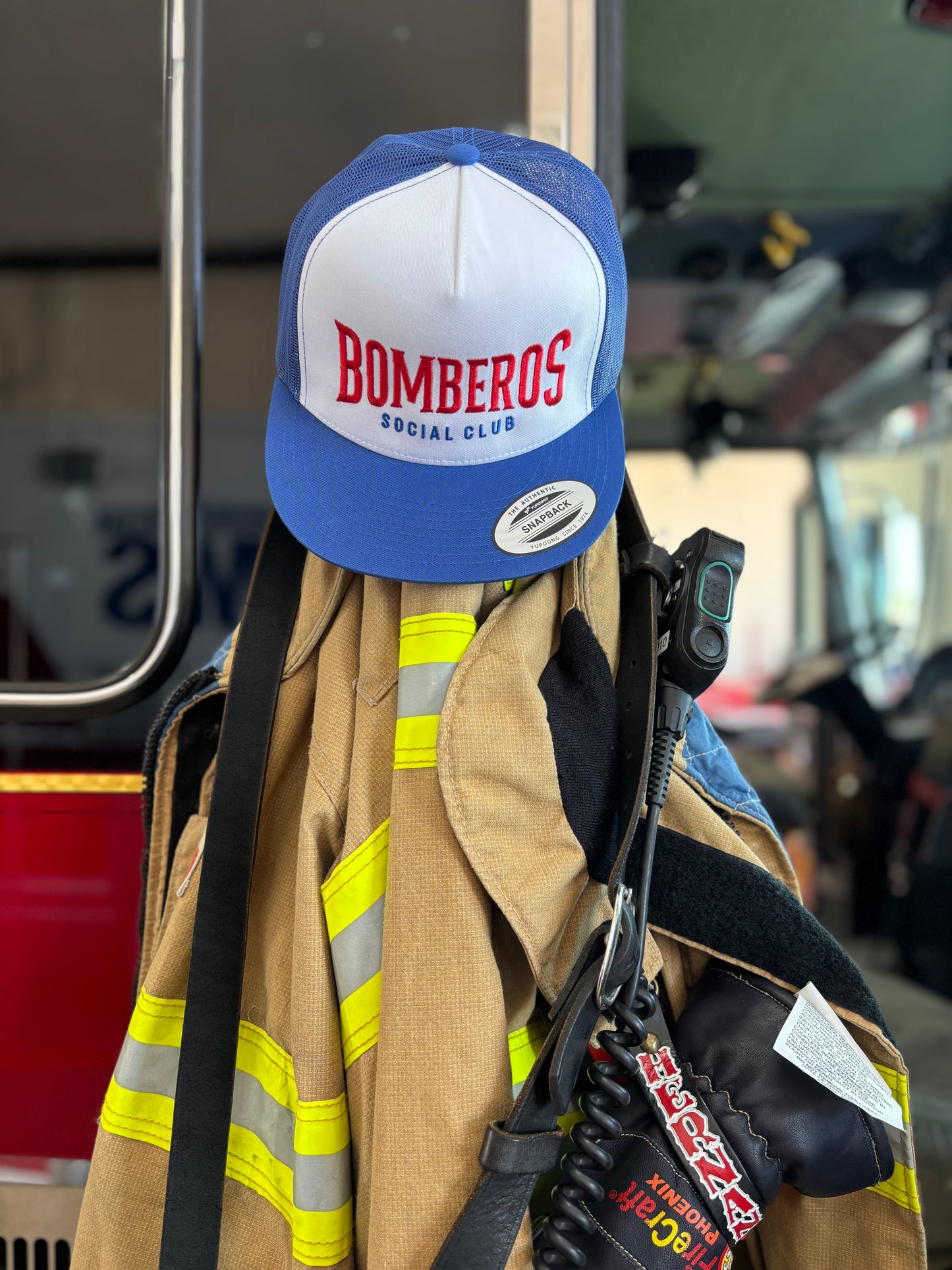 Royal Blue & White w/ Red & Black Lettering